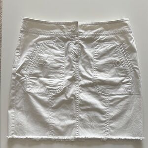 Loft White Denim Skirt with Raw Hem Size 4